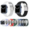 Çizgili Silikon Bant Metal Katlanır Toka Kayışları Bileklik Apple Watch için Lüks Bilezik 38/40/41mm 42/44/45/MM/MM Serisi Serisi 3 4 5 6 7 8