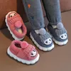 Slipper осень и зима милый мультфильм домашний крытый, не скользящие меховые тапочки для детских тапочек детские дизайнерские розовые хлопковые тапочки 230220