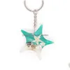 Keychains Lanyards Wholesale Unique 4 Colors Creative Fashion Amber Luminous Key Chain Real Starfish Specimen Car Ys2K006 Dsz