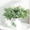 Fleurs décoratives plantes artificielles en plastique feuilles d'eucalyptus branche verte pour la maison jardin décor mariage fête décoration couronnes faux