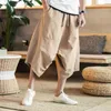 Men's Pants Men Harajuku Harem Mens Summer Cotton Linen Joggers Male Vintage Chinese Style Soild Color Calflenght Trousers 230221