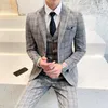 Abiti da uomo 2023 Primavera Autunno Maschio Abito stile britannico Coreano Gioventù Banchetto Casual Tre pezzi Set Sposo Matrimonio Takim Elbise