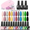 Kits d'art d'ongle Mtssii 10pcs Gel Polish Set avec lampe UV Sèche-linge Semi-permanent Vernis hybride Base Top Coat Soak Off LED AR