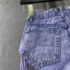 여자 반바지 Prepomp Purple Short Jean High Waist Loose Lace Up Drawstring 섹시한 스트리트웨어 Denim Female Fashion GB996 230220