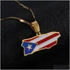 Hänge halsband rostfritt stål emalj Puerto rico karta halsband för kvinnor män ricans kedja smycken droppleverans hänge dhqr7