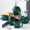 Ensemble d'accessoires de bain salle de bain en céramique européenne cinq pièces en forme d'éléphant porte-brosse à dents coup d'or créatif maison accessoires de salle de bain