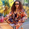 Women's Two Piece Pants African Suit Clothes For Women 2 Outifts Dashiki Button Long Sleeve Shirt Loose Straight Casual Spring 2XL