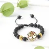 Beaded New Style Natural Volcanic Stone Micro Inlaid With Haoshi Love Energy Bracelet Hand Woven String Adjustable Lava Bra Dh1Xz