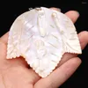 Anhänger-Halsketten, natürliches weißes Muschelblatt, handgefertigt, DIY-Anhänger, Halskette, Schmuck, Zubehör, Geschenkherstellung, Größe 65 x 70 mm