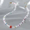 Charker Bohemian colorido colar colar de colarinho de pérola para mulheres moda simples semente de semente de jóias artesanais Presente