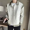 Herrjackor 2023 Spring Color-Blocking Design Jacket Män mode Casual Lapel Coat Streetwear Outwear Jaqueta Masculina kläder