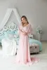 Party Dresses Bathrobe for Women Pink Chiffon Full Length Lingerie Nightgown Pajamas Sleepwear Women's Luxury Gowns Housecoat Nightwear 230221