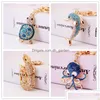 Keychains Lanyards Creative and Lovely Diamond Inlaid Mermaid Car Key Chain Womens Bag Accessories Turtle Animal Metal Pen DHXE5