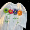 Koszulki damskie T-shirty Kobiety 2023 Summer Korean Sweet Flowon Tops Bottle Casual Short O-Neck Loose TEE TEE LADILIKE