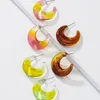 Hoop Earrings & Huggie Pairs Set Ins Rainbow Acrylic Resin Minimalism Geometric Trendy Korean Fashion Women Party JewelryHoop Odet179D