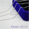 Kedjor S925 Fin Sier Cross Chain Korean Sterling Jewelry Simple Fashion ClaVicle Plating 18K Gold Naked Necklac Dhjhv