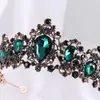 Diadèmes KMVEXO Baroque noir vert sarcelle pierre cristal couronnes diadème mariée bandeau pour mariage mariée reine diadème fête cheveux accessoires Z0220