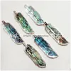 Charms Wtp816 Sier Feather Pendant Wholesale Natural Abalone Shell In Plated Fashion Charm Gift Drop Delivery 202 Dhsqi