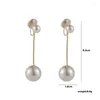 Backs Earrings Chic Long Tassel With Faux Pearl Fake Piercing For Women Ear Cuff Clip On Korean Jewelry Pendientes