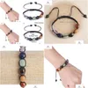 Beaded Wholesale Oval Beads Hand Woven Bracelets Strands Seven Stones Natural Stone Chakra Adjustable Bracelet Drop Delivery 202 Dhxur