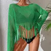 풀오버 비키니 커버 업 v-neck tassel hollowed out beach sun protection clothing designer luxury short smock stcy2133 여자 수영복 비치 숄