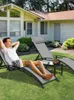 Kampmeubilair 3 stks Sun Lounger Recliner Set Aluminium Chaise Lounges Lairst Soint stoel met 5 verstelbare rugleuning hoofdkussentafel voor Garde