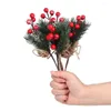 Decorative Flowers 5PCS High Quality Holly Xmas Tree Home Decor DIY Artificial Flower Fake Snow Frost Cone Berry Pine Branch