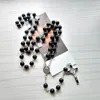 Collane con ciondolo Diyalo cattolico San Benedetto Cristo Gesù Collana con croce Collana con rosario nero con perline per gioielli da donna