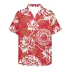 Men's Casual Shirts Summer Clothing Short Sleeve Polynesian Tribal Tattoo Print Hawaiian Flower Loose Breathable Design 230221