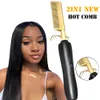 Haar rechters Haar rechters plat ijzers rechte borstel verwarming Kam Haar rechte styler Regel Curling Iron Hair Curler Comb 230220