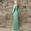 Abiti casual Verde brillante Madre della sposa Lunghezza fino al pavimento Innamorato con cintura Abito da festa di nozze Manica a tre quarti 230221