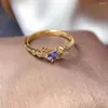 Anelli a grappolo Anello con tanzanite naturale S925 Argento oro Gioielli semplici da donna con pietre preziose