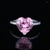 Anillos de racimo personalidad de moda 7,5 blanco rosa en forma de corazón 12 12mm anillo de diamante de alto carbono joyería de fiesta de lujo para mujeres 2023