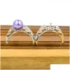 Sieradeninstellingen S925 Sterling Sier Ring Fittingen Groothandel Pearl Mount Opening Verstelbare prachtige bladstijl op DHX57