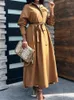 Casual Dresses Elegant Maix Shirt Dress French Style Long Sleeve Lace Up Loose Brown A-line Spring 2023 In