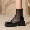 Martin botas femininas gaze grossa-sola botas frias 2022 primavera e verão fino oco botas de salto alto respirável moda net botas