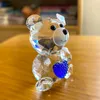 Decorative Objects Figurines Cute Crystal Bear With Love Heart Glass Fashion Ornament Lovely Animal Paperweight Wedding Home Decor Christmas Gifts 230221