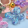 Keychains Fashion Creative Jelly paljetter Butterfly Key Chain Delicate Lovely Lovers Ryggsäck Pendant Accessories Jubileumsgåva