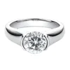 Cluster Rings 925 Silver Women Engagement Smycken 2 CT Rund klippt Moissanite Diamond Wedding Finger Flower Gift