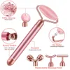 Appareils de soins du visage 5in1 24K Or Beauty Bar Masseur Électrique Vibrant Rose Quartz 3D Rouleau Corps De Levage Gua Sha Jade 230221