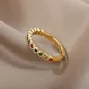 Fedi nuziali Zircone aperto per le donne Anello di fidanzamento femminile in acciaio inossidabile color oro Gioielli Fidanzata Regalo di compleanno