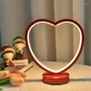 Lámparas de mesa con forma de corazón rojo para boda, amor, lámpara de escritorio, dormitorio, mesita de noche, luz LED de noche, sala de estar, regalos para el Día de San Valentín