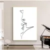 Peintures abstraites couple baiser ligne dessin imprimé amour noir blanc affiche cadeaux romantiques chambre à coucher art mur
