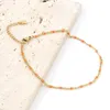 Anklets 1 Piece 304 Stainless Steel Curb Link Chain Anklet Enamel Gold Color Metal Chains For Women Jewelry Gifts 23.5cm(9 2/8") Long