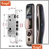 Serrures de porte Tuya Smart Lock Caméra de surveillance Wifi Application d'empreintes digitales sans fil Déverrouiller la fonction Moniton avec Bell Dhhyw