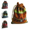 Torby do przechowywania 10pcs Bohemian bawełna biżuteria etniczna prezent paski plemienne plemienia świąteczne woreczki świąteczne 9.5 12 cm torba imprezowa