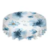 Nappe de table aquarelle fleurs bleues au printemps rond Festival salle à manger nappe imperméable couverture pour décor de fête de mariage