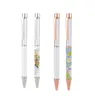 Stylos globe de neige de sublimation avec film rétractable Tube vide DIY Stylos à bille Stylo de transfert de chaleur vierge Stylo à bille en métal Clip de couleur unie pour l'école de bureau