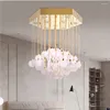 Hanglampen moderne woonkamer luxe mable led gu10 lichten glans gouden stalen zeshoek luifel hangende lamp indoor verlichting armaturen