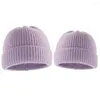 Berets Chic Pure Color Foldable Ear Flap Knitted Mother Daughter Beanies Bicycle Caps Parent-Child Beanie Hats 2Pcs/Set